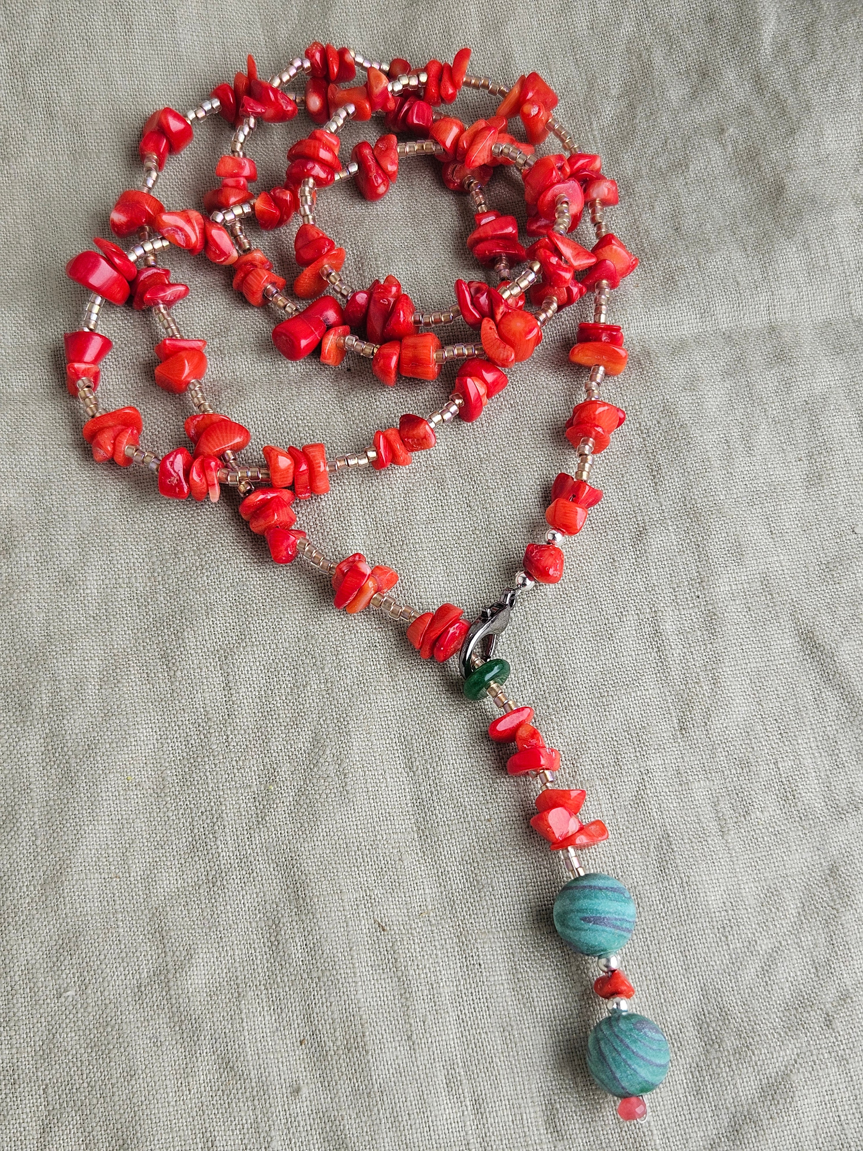 Coral si frosted malachite