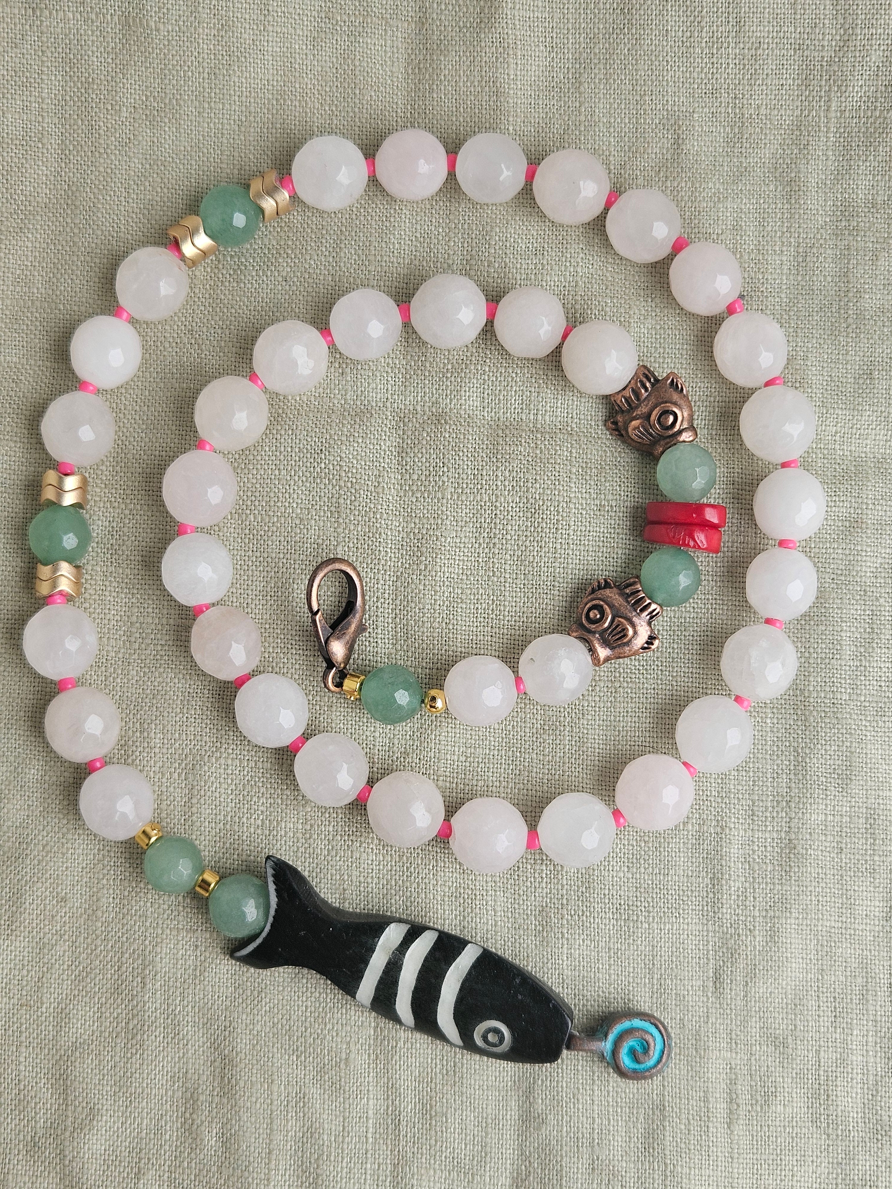 Cuart roz, aventurin, coral si cupru