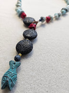 Larimar, lavastone, coral si cupru