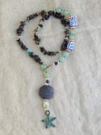 Quart fumuriu, margele Myiuki , lava, aventurin si sticla Krobo