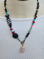 Quart fumuriu, margele Myiuki , lava, larimar,coral si os