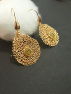 Amethyst - Crochet lace earrings made of copper wire and semi-precious stones