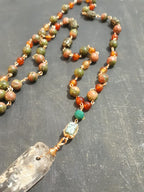 Copper wire and semi-precious stone necklace