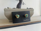 Trio- Crochet lace earrings made of copper wire and semi-precious stones