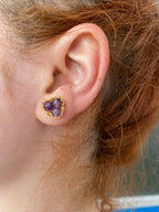 Trio- Crochet lace earrings made of copper wire and semi-precious stones