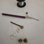Amethyst-Crochet lace earrings made of copper wire and semi-precious stones