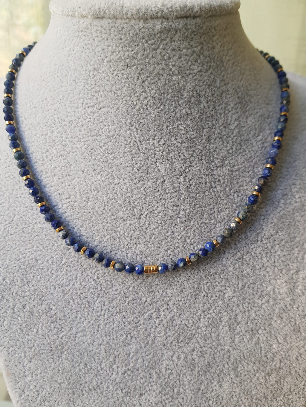 Lapis lazuli and hematite necklace