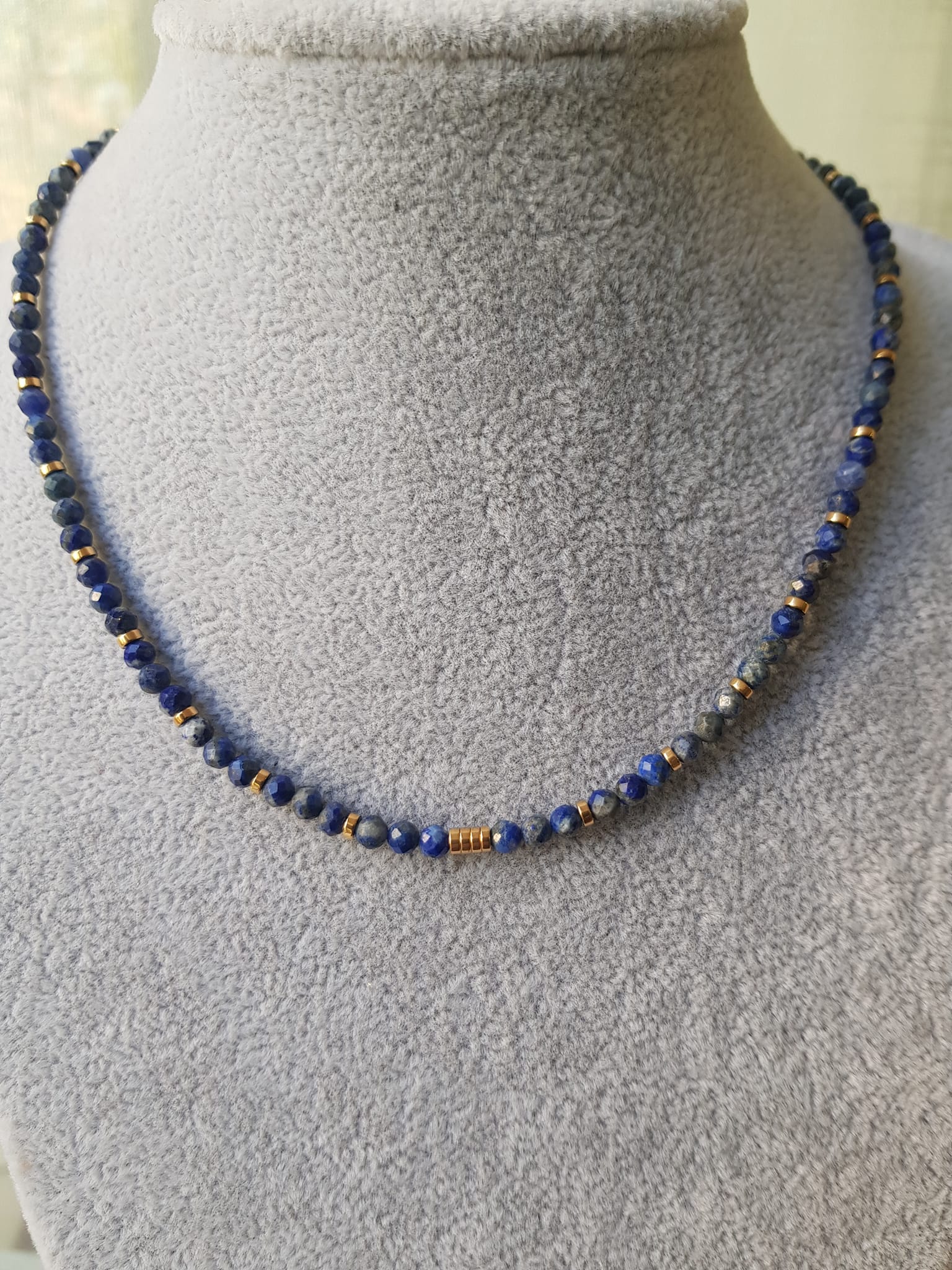 Lapis lazuli and hematite necklace