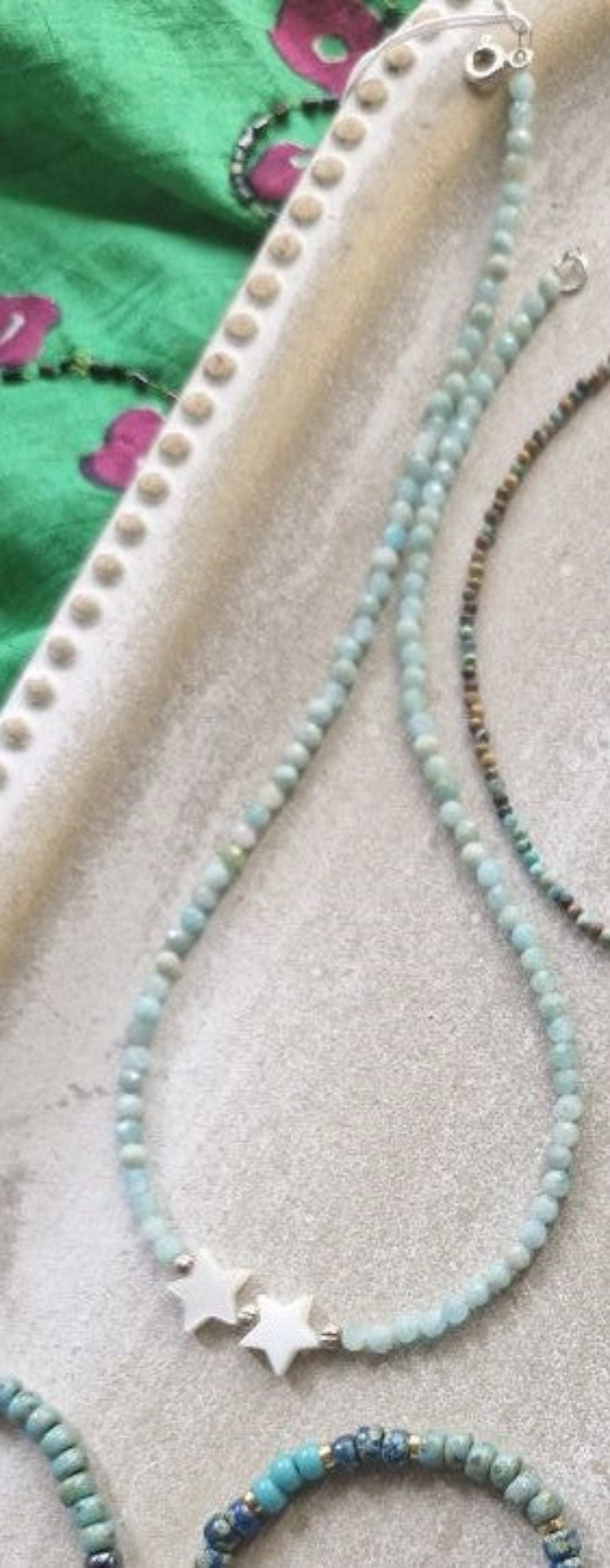 Amazonite necklace with mother-of-pearl details