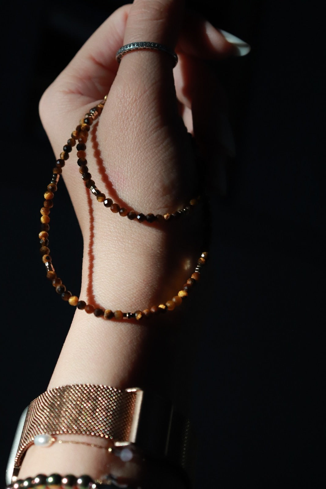 Tiger eye and hematite necklace