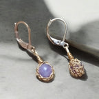 Amethyst-Crochet lace earrings made of copper wire and semi-precious stones