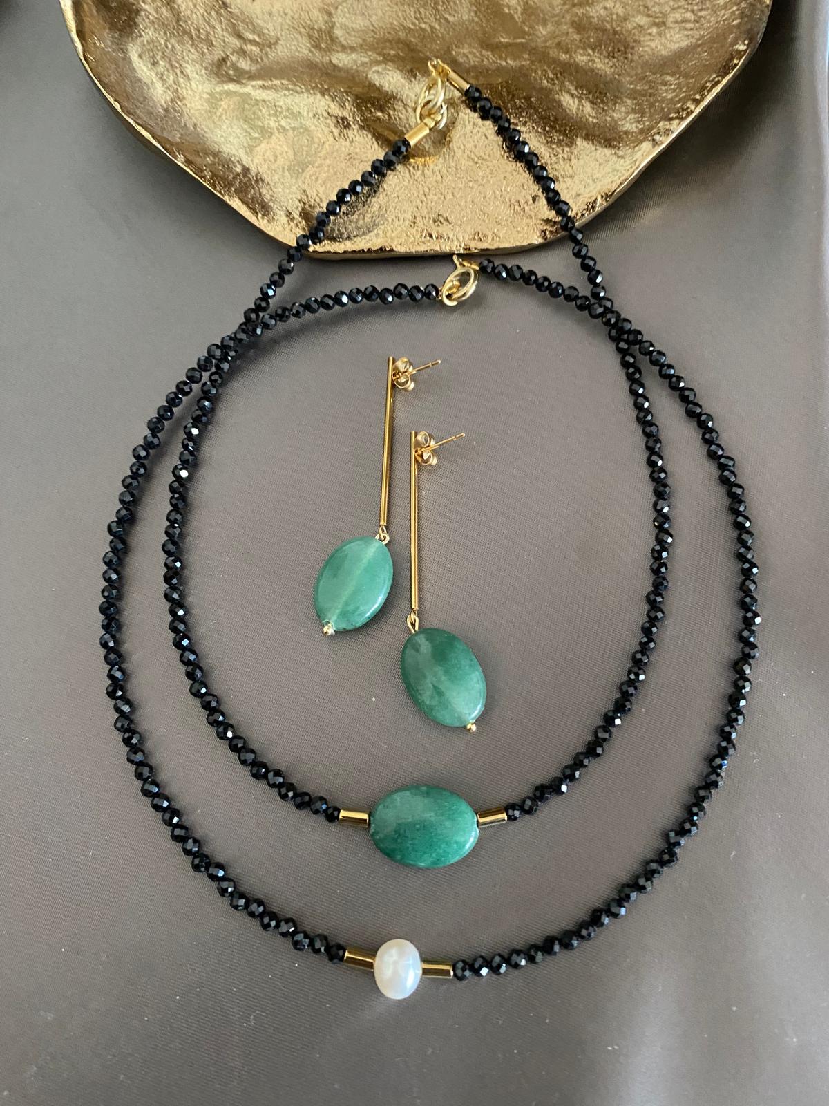 Black tourmaline and aventurine/set