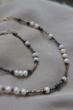 Natural pearl and hematite necklace