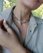 Natural pearl and hematite necklace