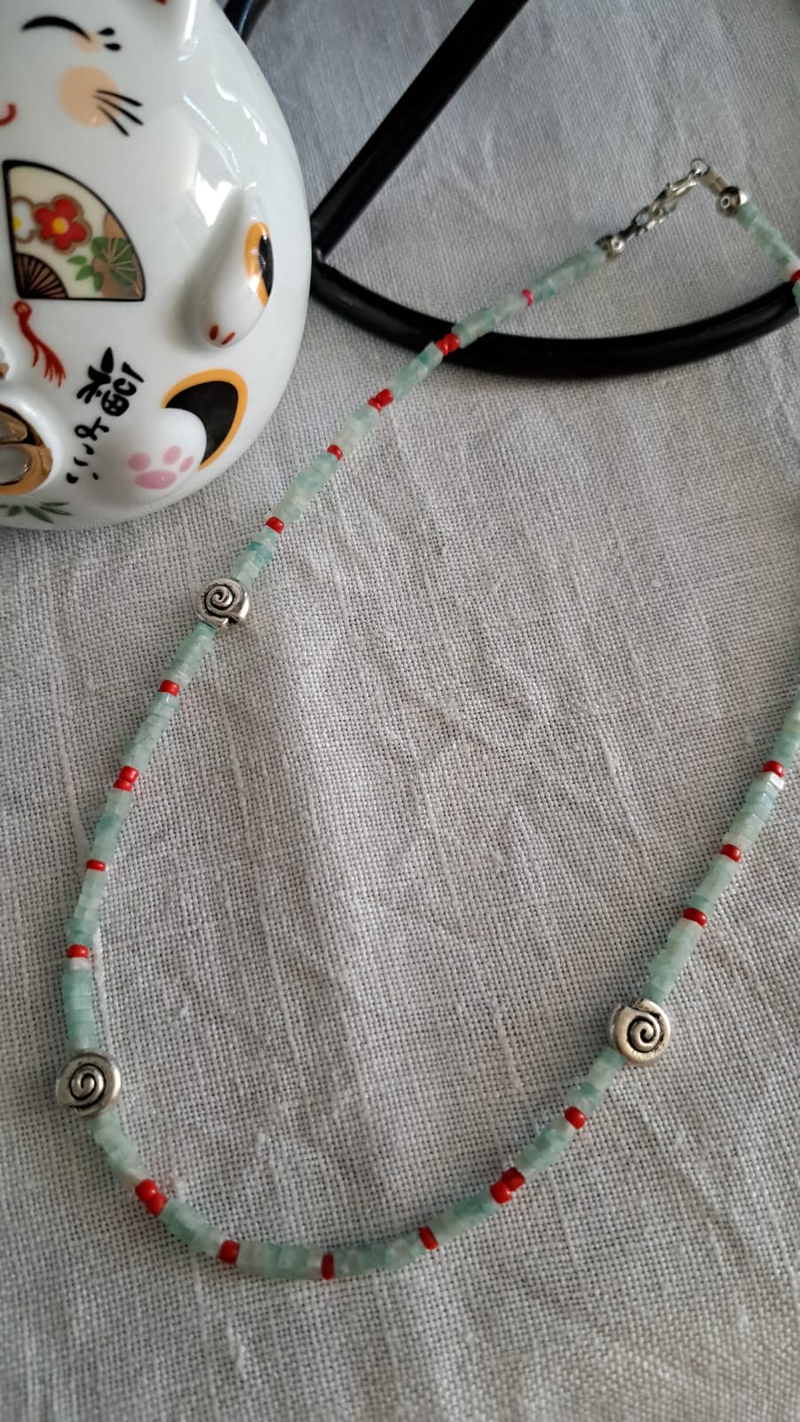 Amazonite and stainless steel details