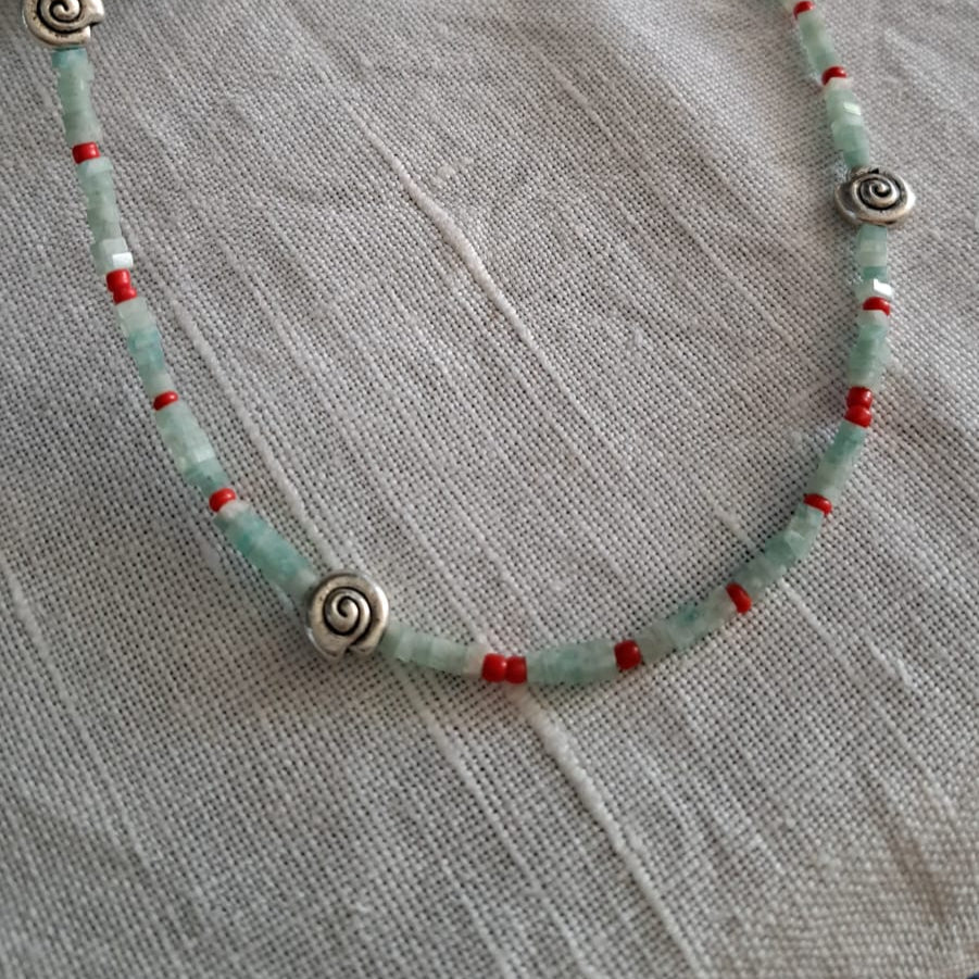 Amazonite and stainless steel details