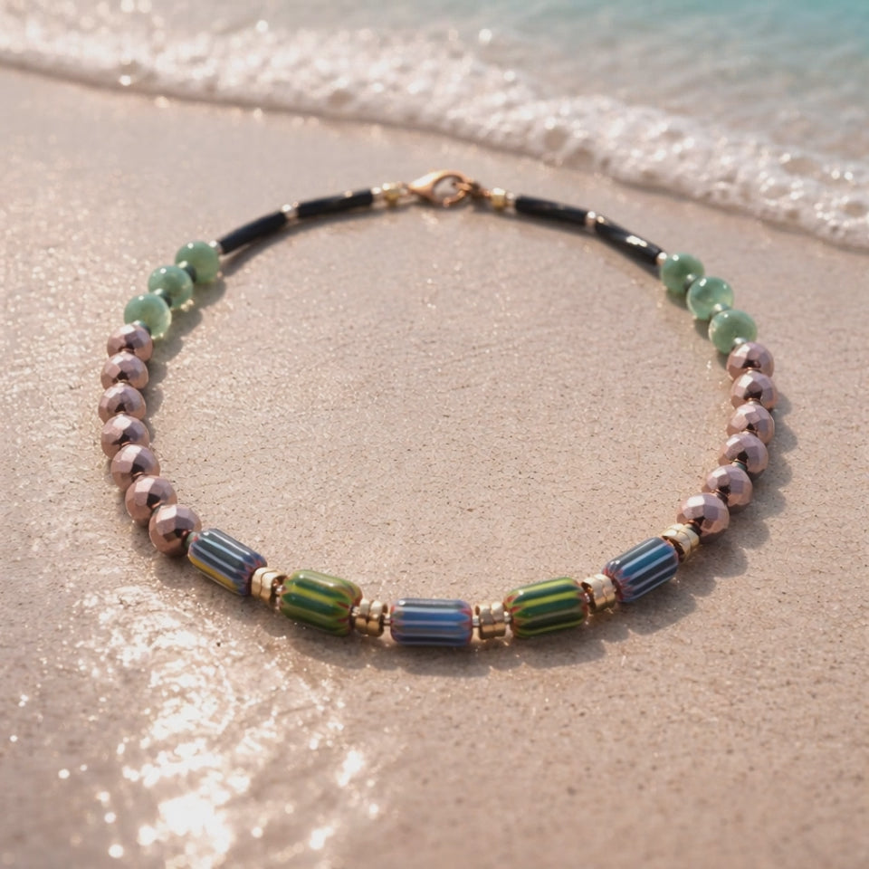 Aventurin, hematite, margele Myiuki si sticla Chevron