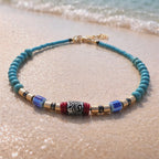 Hematite, coral, sticla Krobo si turcoaz sintetic