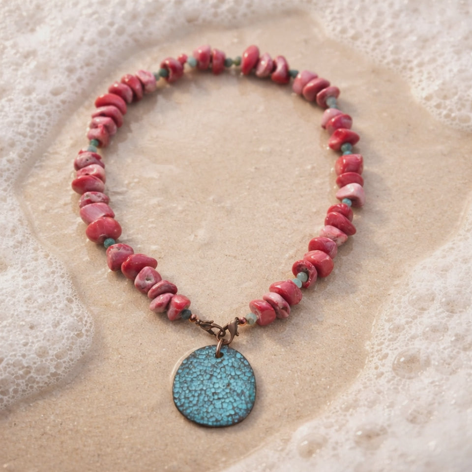 Coral and stainless steel details
