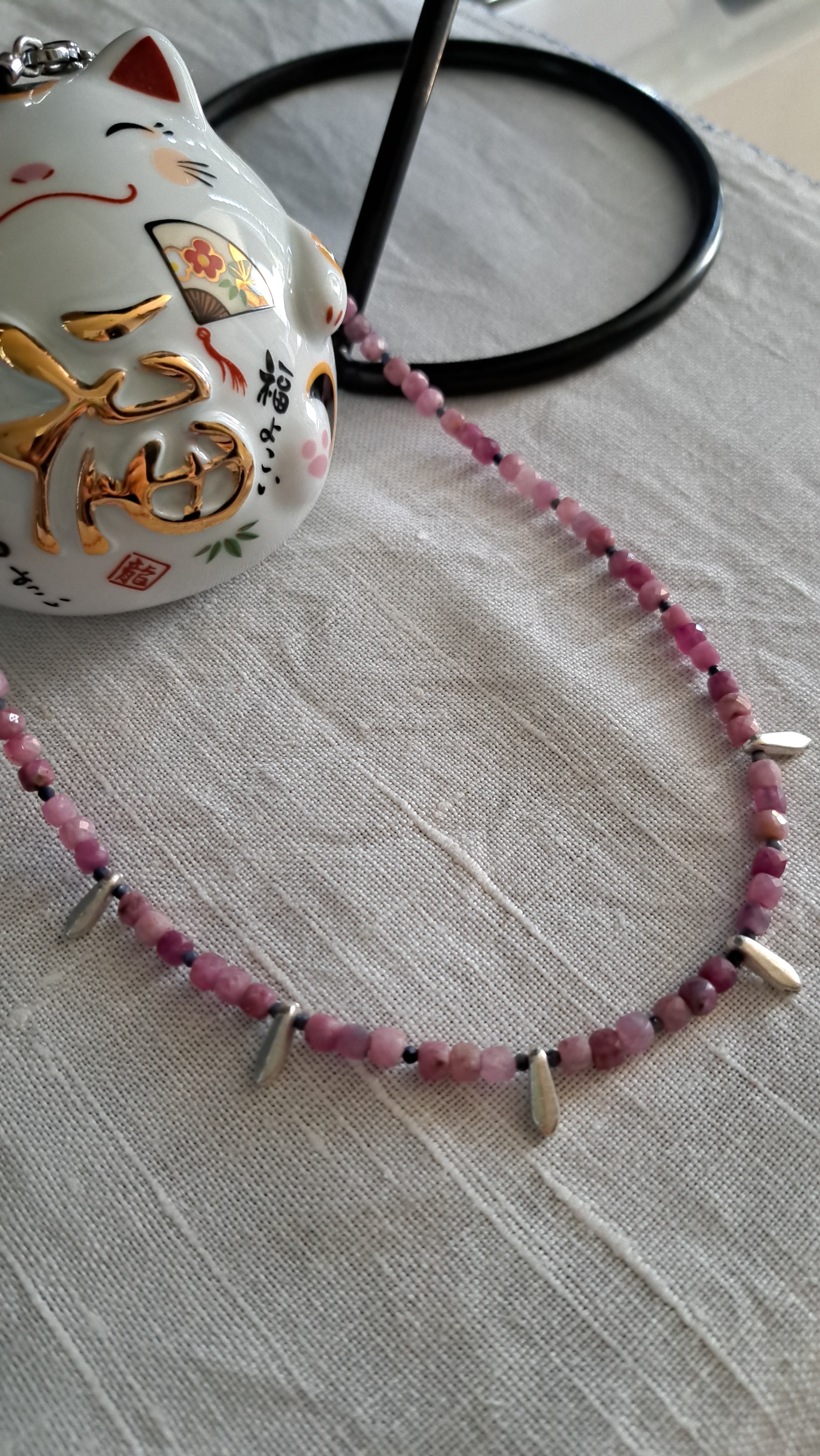 Ruby, sapphire and stainless steel