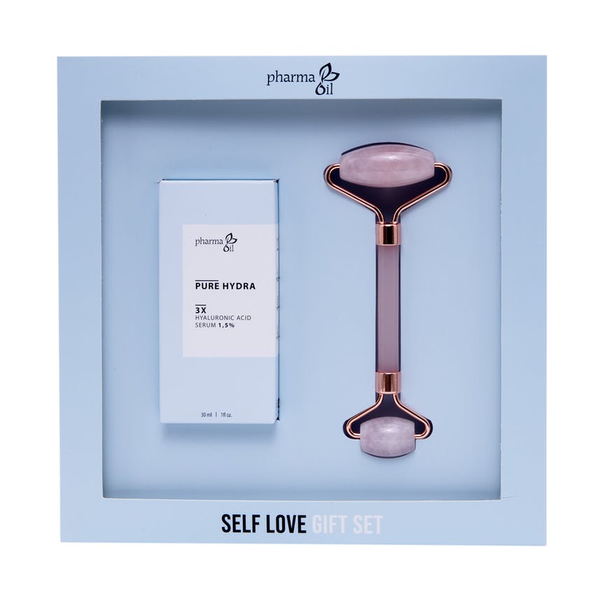 Gift set with facial roller and hyaluronic acid