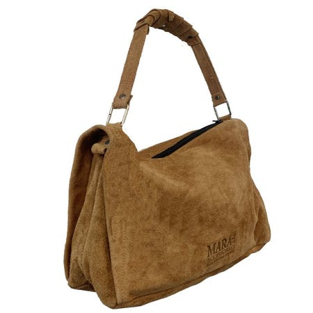 Genuine deerskin shoulder bag, brown