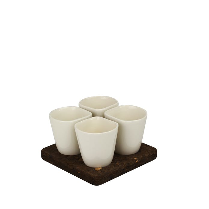 Gift set with 4 vases and cork stand, 3 color options