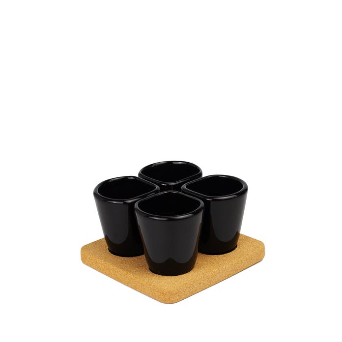 Gift set with 4 vases and cork stand, 3 color options
