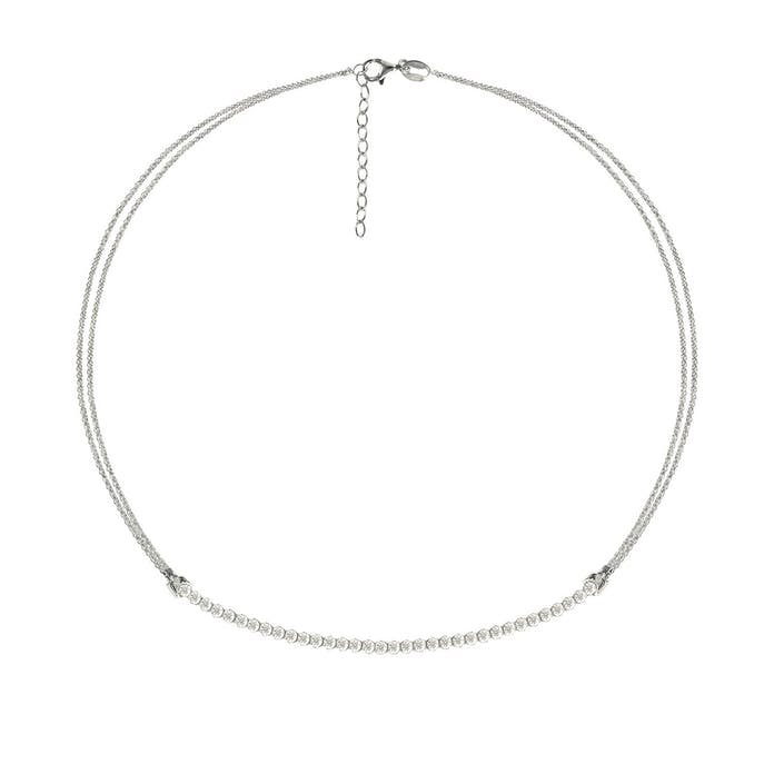 925 silver necklace with zirconia and fine chains (silver color) /Fashion gifts