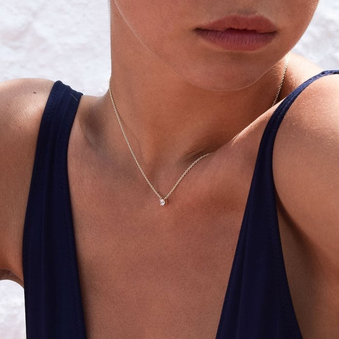 925 silver necklace with zirconia, bright dot /fashion gifts