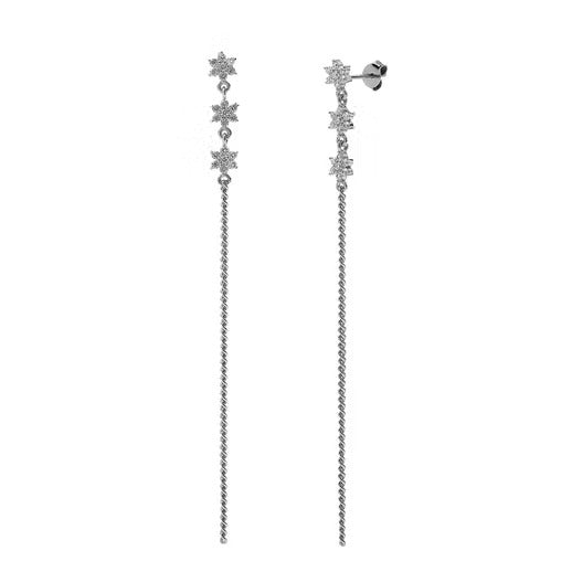 Ag925 earrings with flowers and chain /Fashion gifts