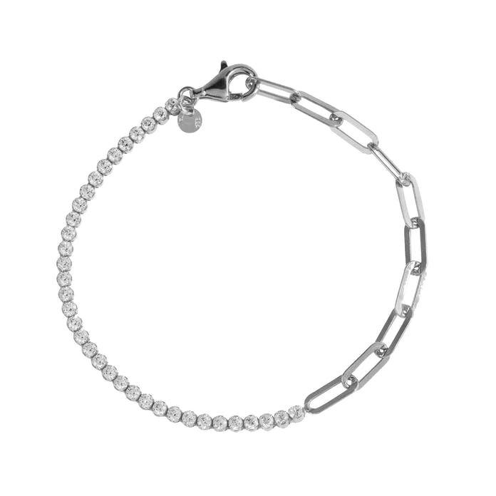 925 silver bracelet with zirconia and chain, adjustable /Fashion gifts