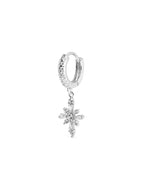Round earrings made of AG 925 rhodium-plated and zirconia star