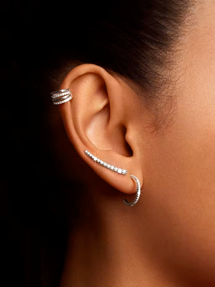 AG925 rhodium-plated earrings with zirconia and screw /Fashion gifts