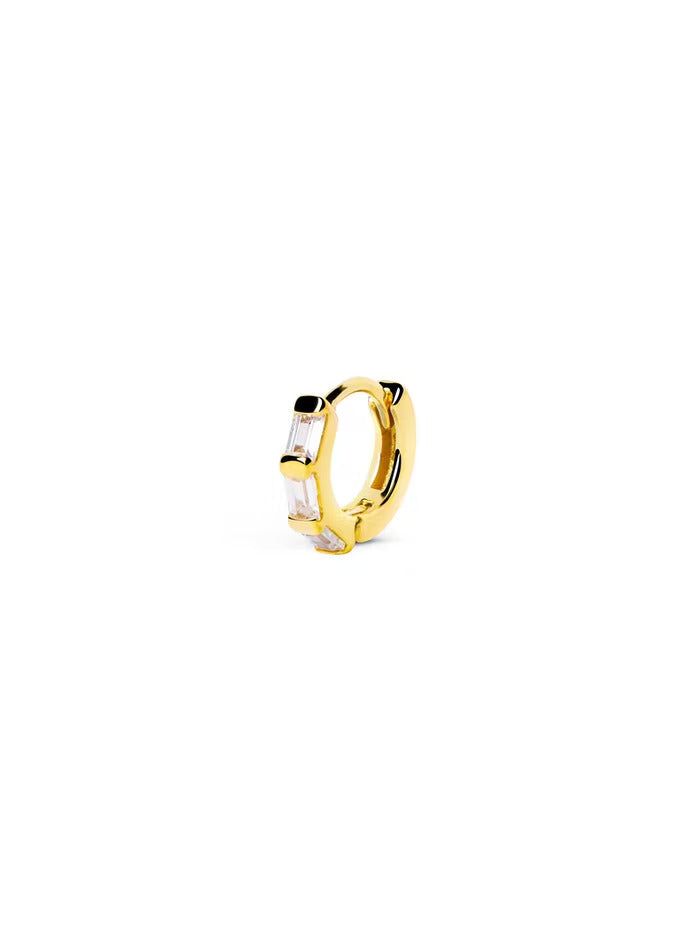 Round earrings AG925 rhodium plated with square zirconia /Fashion gifts