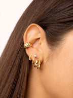 Round earrings AG925 rhodium plated with square zirconia /Fashion gifts