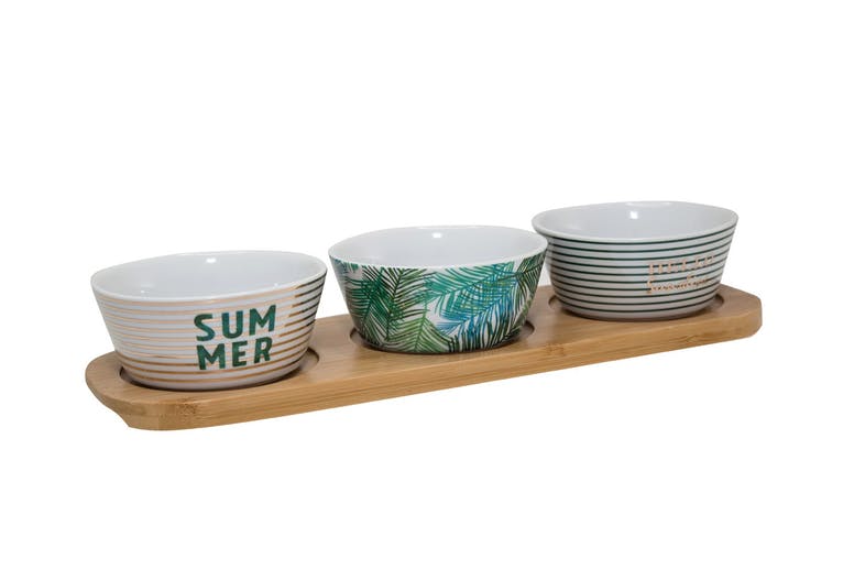 Gift set of 3 bowls with bamboo tray