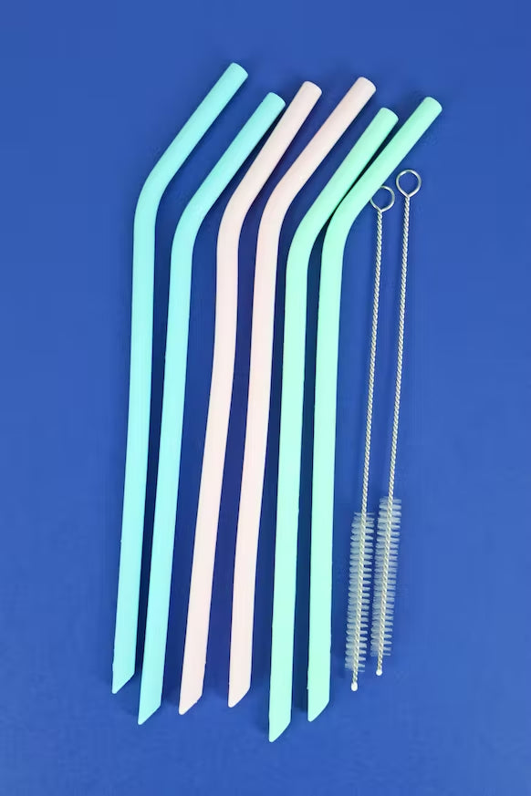Reusable stainless steel straw set