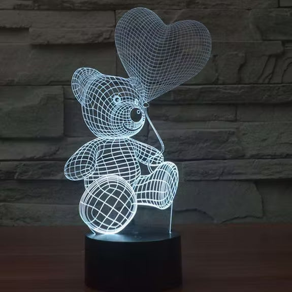 Lampa 3D, urs peluche