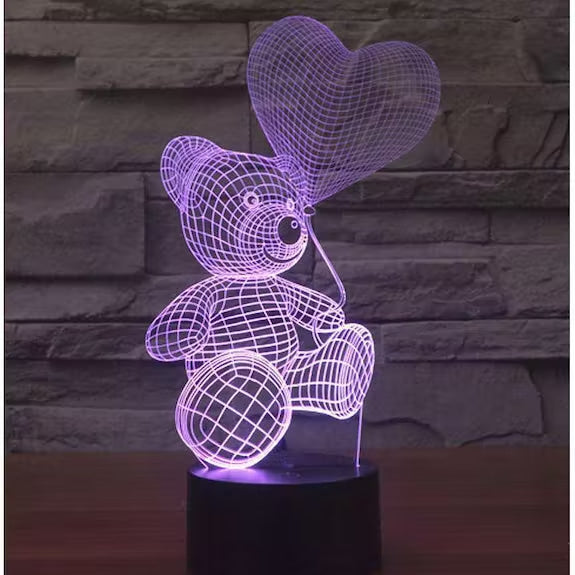 Lampa 3D, urs peluche