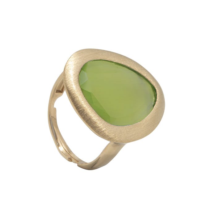 Brushed 925 silver ring, 24k gold plated (2.4 cm crystal, gold finish) /fashion gifts