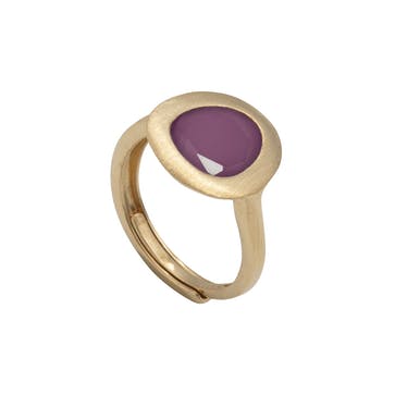 Brushed 925 silver ring, 24k gold plated, (15.5cm crystal; gold finish) /fashion gifts