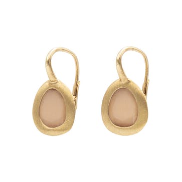 Earrings with a loop made of brushed 925 silver, 24k gold plated (gold finish /Fashion gifts