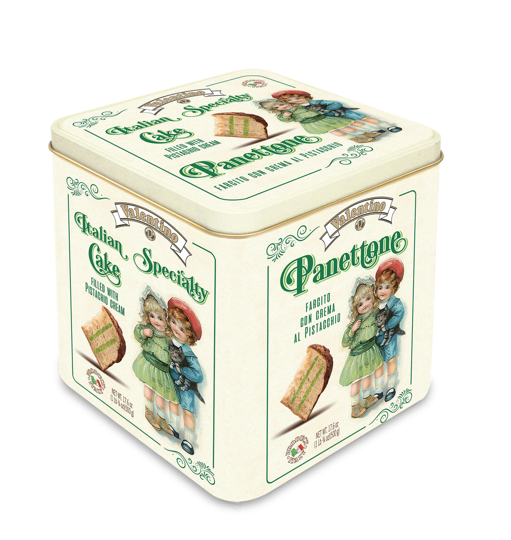 "Panettone" with pistachio cream, in metal box, 500g