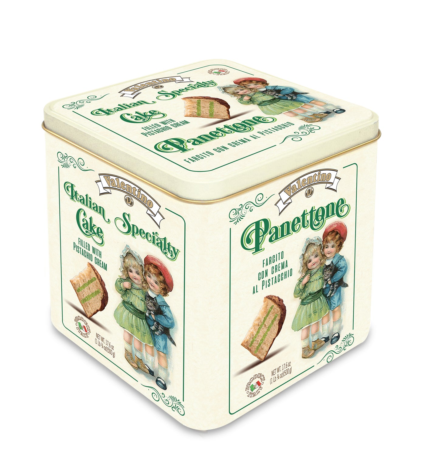 "Panettone" cu crema de fistic, in cutie metalica, 500g /De pofta