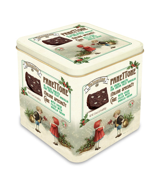 "Panettone" de cacao cu crema de vanilie, in cutie metalica, 500g