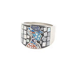Stainless steel ring with mother-of-pearl inlays, theme 2 variants /fashion gifts