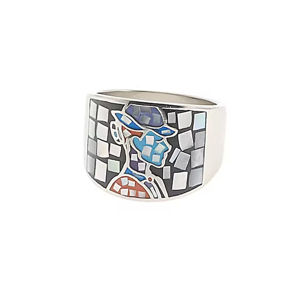 Stainless steel ring with mother-of-pearl inlays, theme 2 variants /fashion gifts