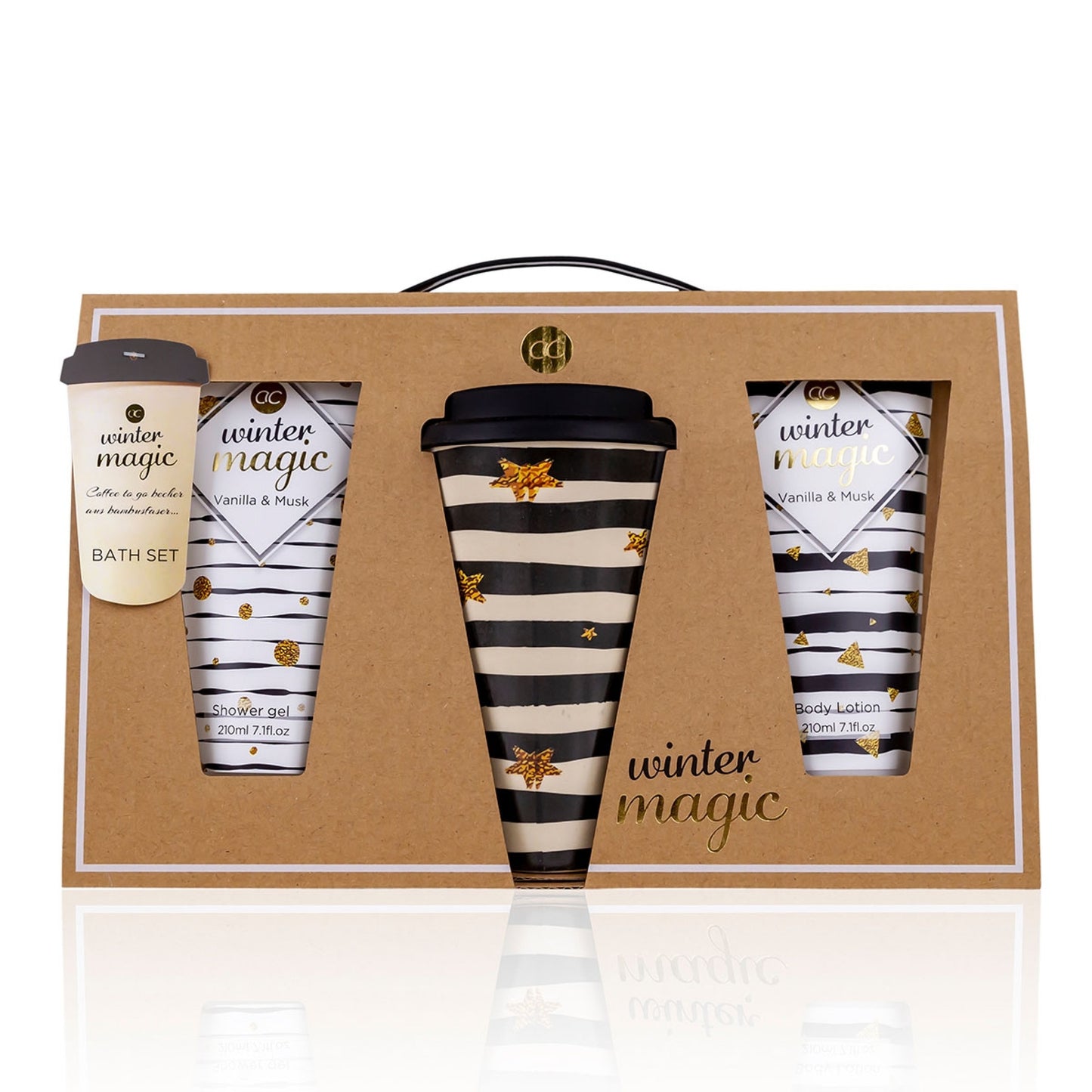 Set cadou WINTER MAGIC - produse pentru baie & pahar TO-GO