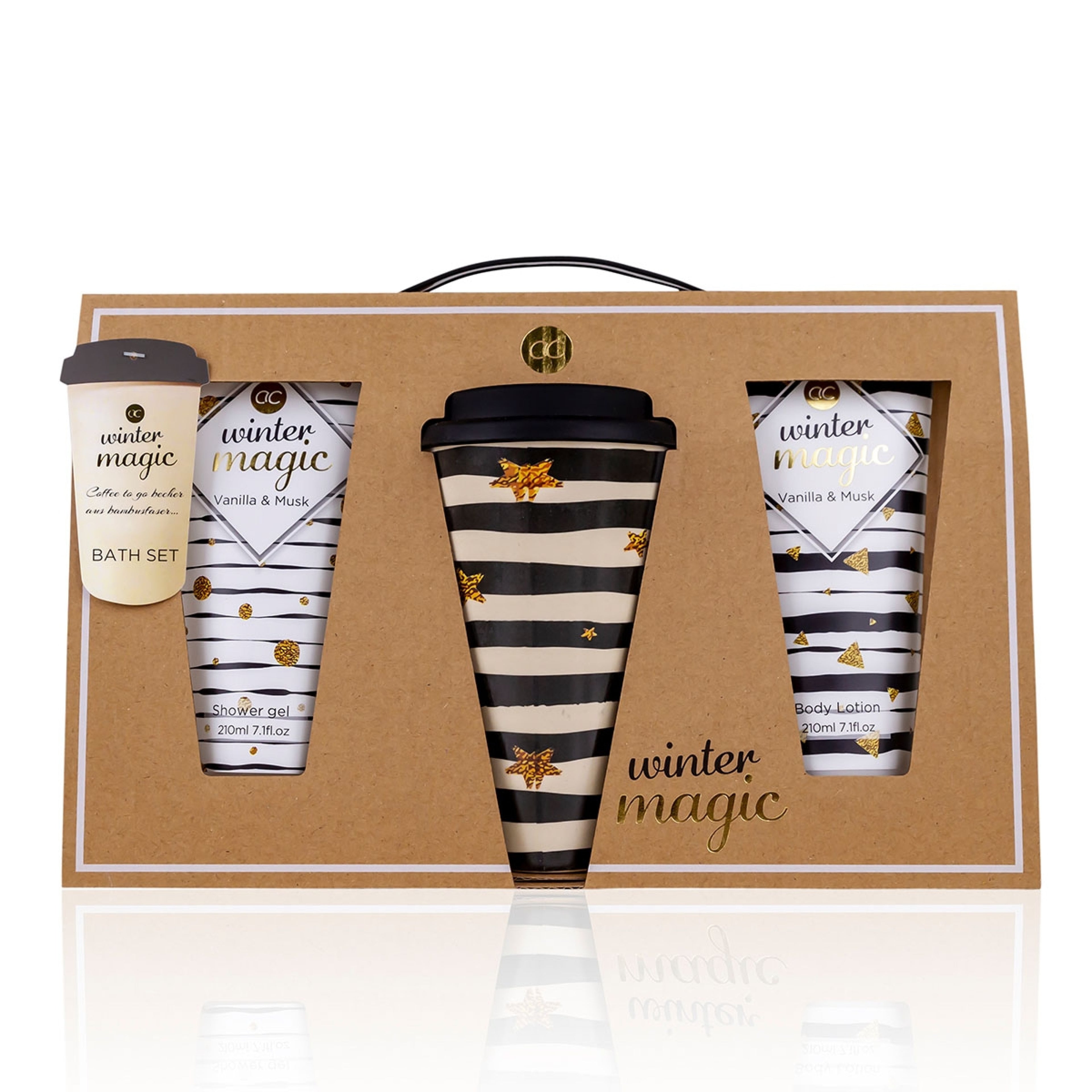 WINTER MAGIC gift set - bath products &amp; TO-GO glass